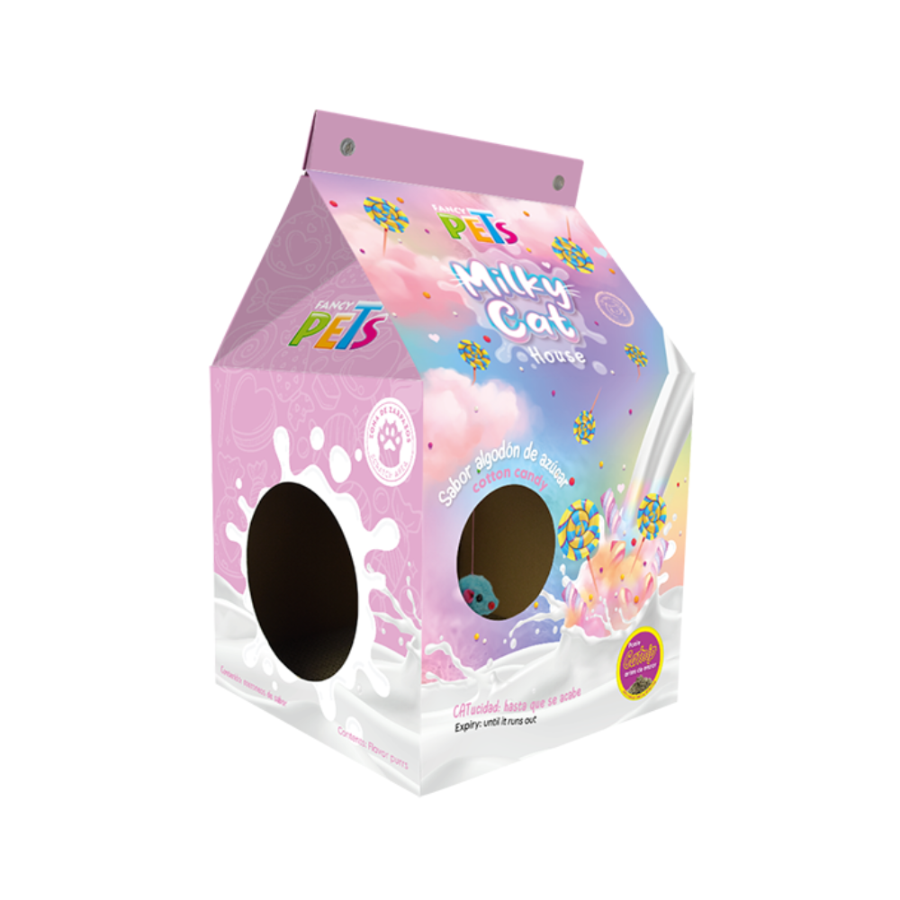 [FP-FE-CASA-RASC-AA] Fancy Pets Casa de Carton con Rascador para Gato Algodon de Azucar