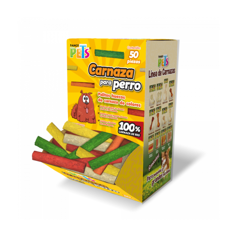 [FP-CARN-PH-50PZA] Fancy Pets Palitos Huecos de Carnaza para Perro 50 piezas