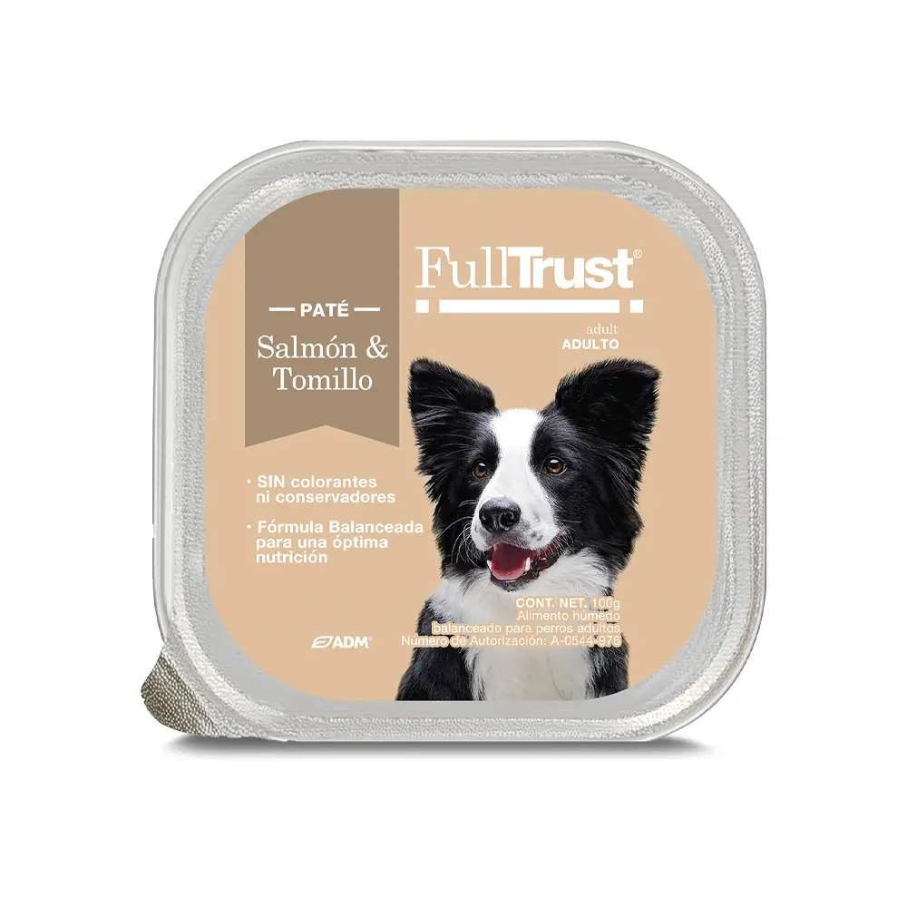 FullTrust Alimento Humedo para Perro Adulto Receta Salmon y Tomillo 100 g